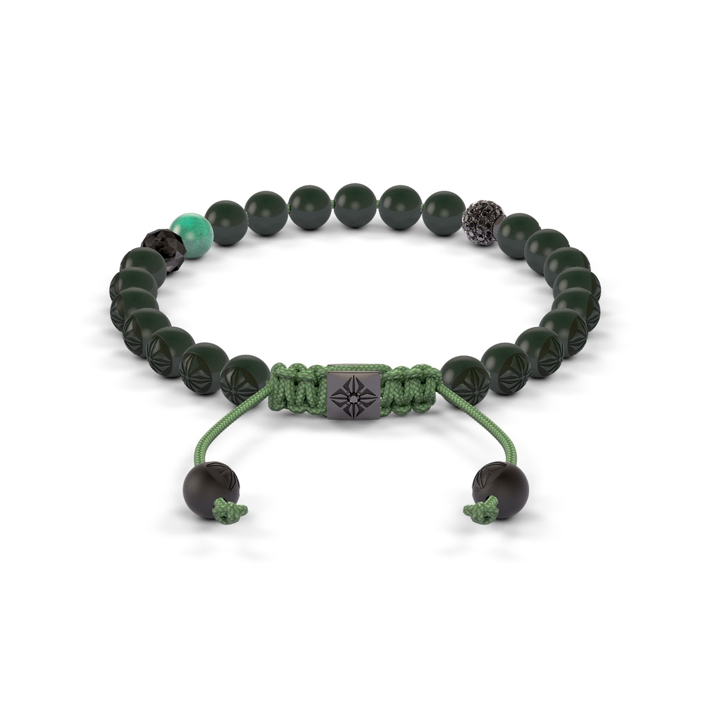 Shamballa Jewels 6mm Black Gold, Black Diamond & Emerald Non-Braided Shamballa Bracelet (Back View)