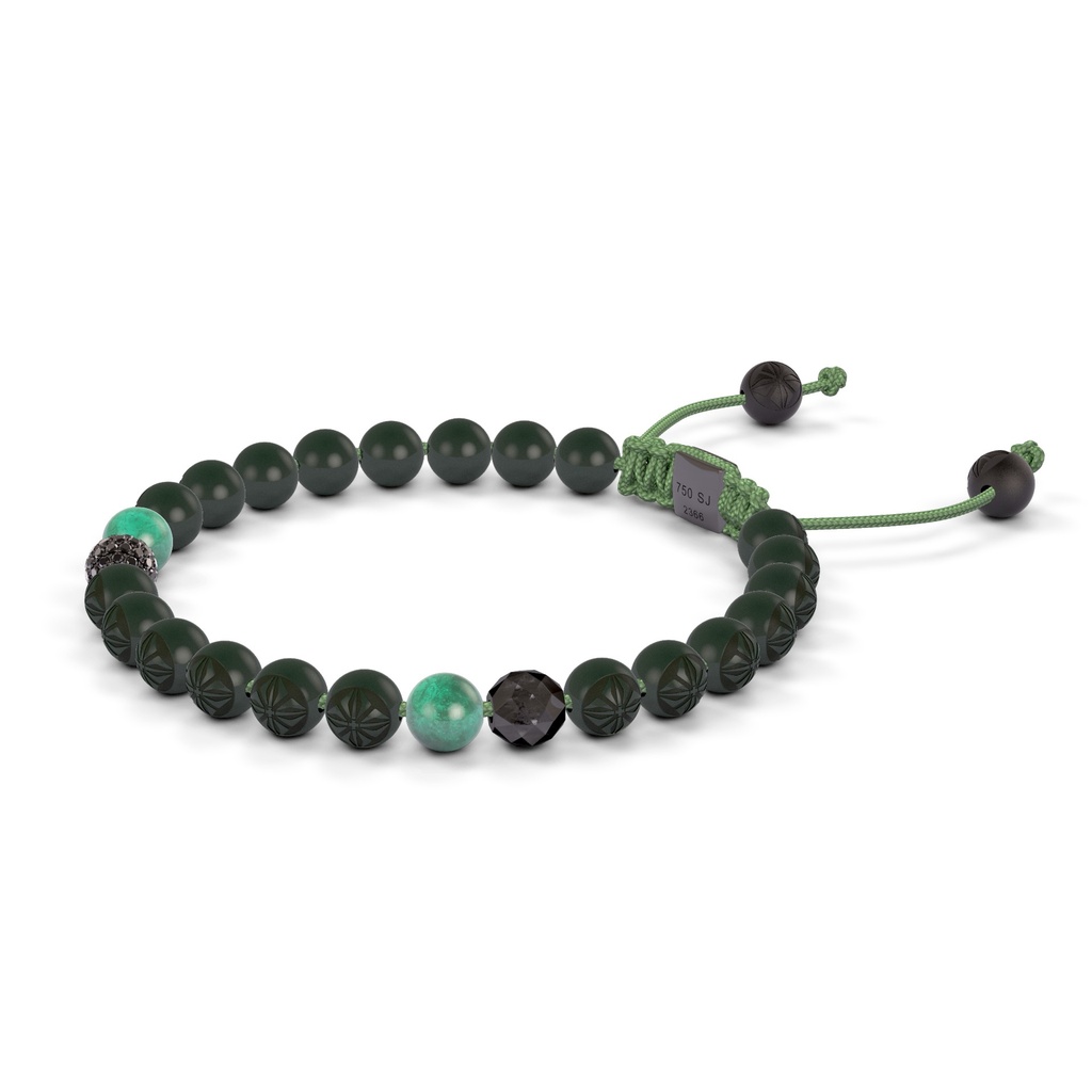Shamballa Jewels 6mm Black Gold, Black Diamond & Emerald Non-Braided Shamballa Bracelet (Right View)
