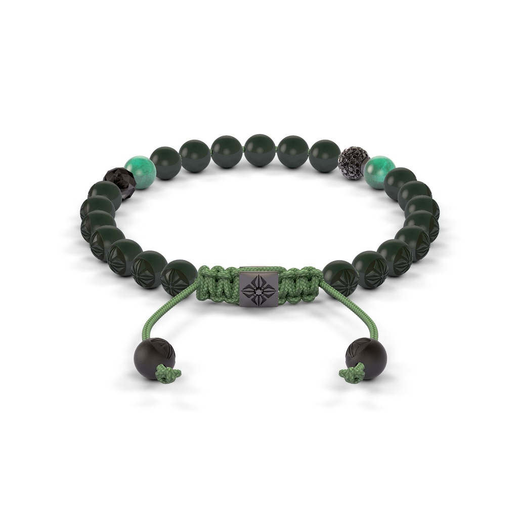 Shamballa Jewels 6mm Black Gold, Black Diamond & Emerald Non-Braided Shamballa Bracelet (Back View)