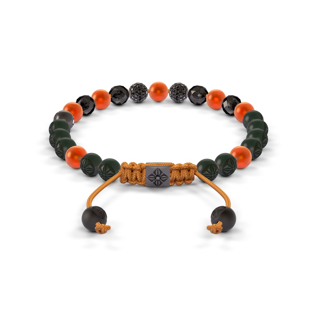 Shamballa Jewels 6mm Black Gold, Black Diamond & Carnelian Non-Braided Shamballa Bracelet (Back View)