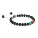Shamballa Jewels 6mm Black Gold, Black Diamond, Emerald & Carnelian Non-Braided Shamballa Bracelet (Left View)