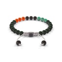 Shamballa Jewels 6mm Black Gold, Black Diamond, Emerald & Carnelian Non-Braided Shamballa Bracelet (Back View)