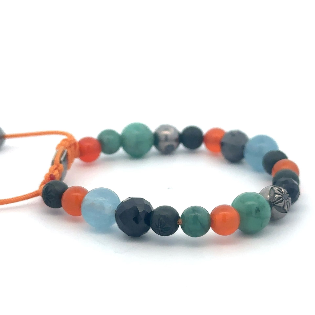 FF EXCLUSIVE 1/5 - Multi Size Black Gold, Black Diamond, Emerald, Carnelian, Aqua & Ceramic Non-Braided Shamballa Bracelet#2