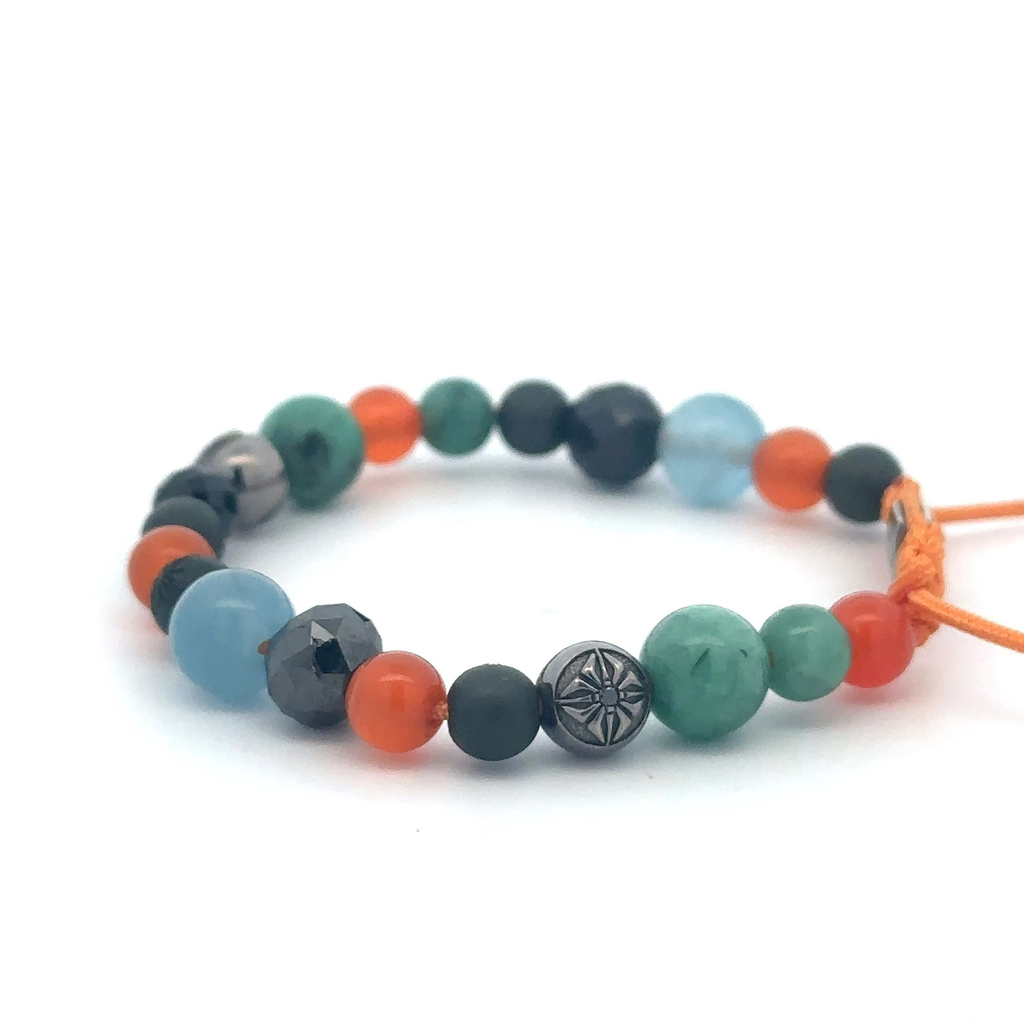 FF EXCLUSIVE 1/5 - Multi Size Black Gold, Black Diamond, Emerald, Carnelian, Aqua & Ceramic Non-Braided Shamballa Bracelet#4