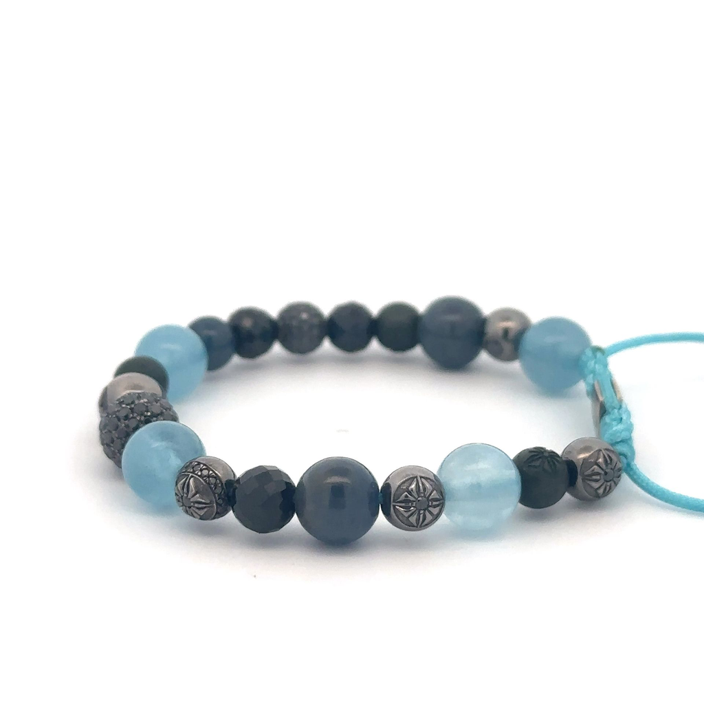 FF EXCLUSIVE 2/5 - Multi Size Black Gold, Black Diamond, Aqua, Amethyst & Ceramic Non-Braided Shamballa Bracelet#4