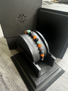 FF EXCLUSIVE 3/5 - Multi Size Black Gold, Black Diamond, Emerald & Carnelian Non-Braided Shamballa Bracelet - Box