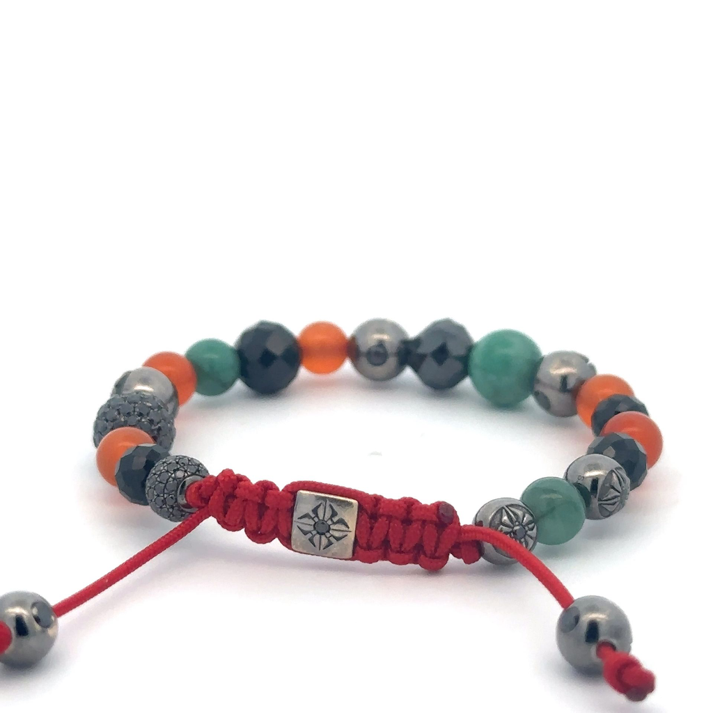 FF EXCLUSIVE 3/5 - Multi Size Black Gold, Black Diamond, Emerald & Carnelian Non-Braided Shamballa Bracelet#3