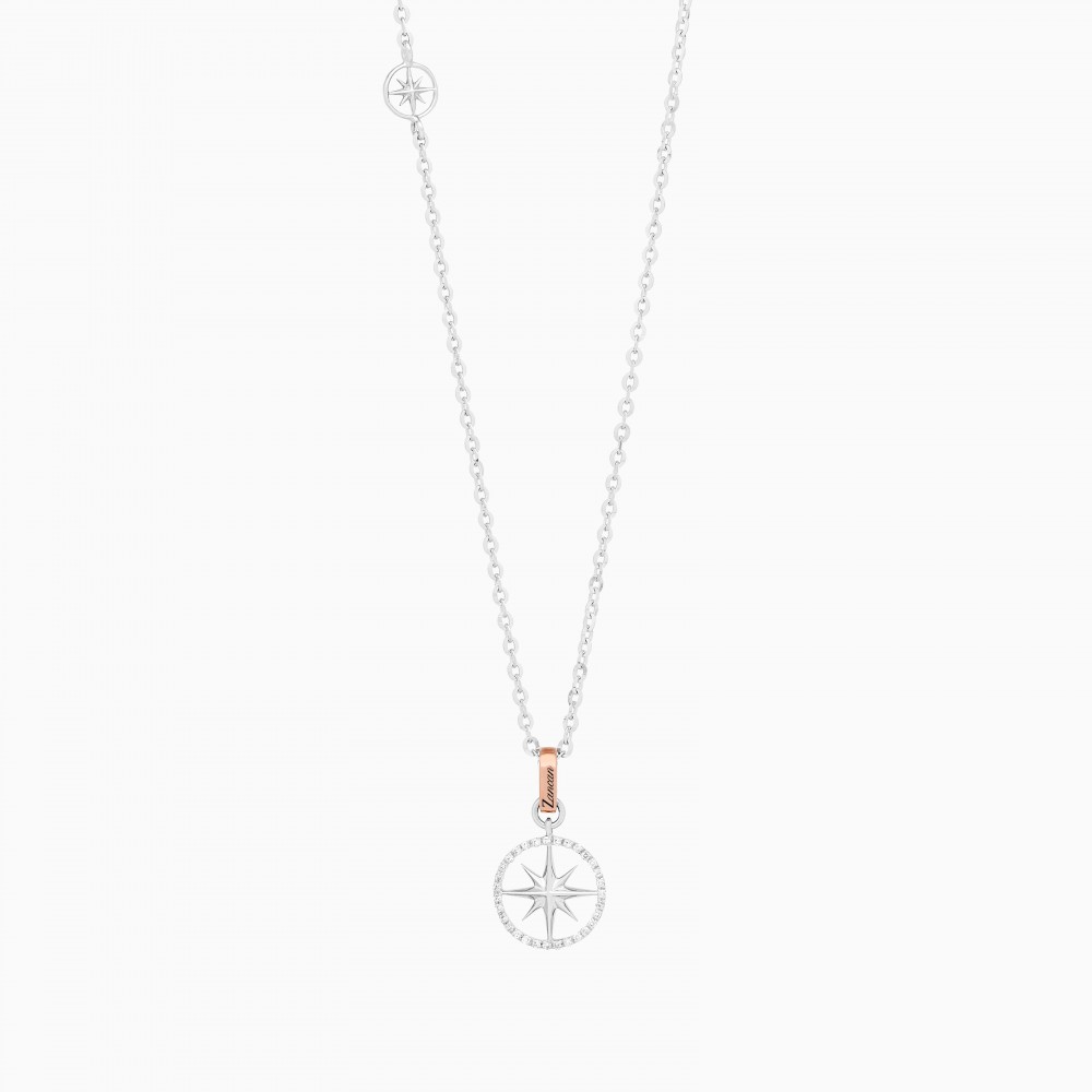 Zancan gold necklace with wind rose pendant and diamonds. #2