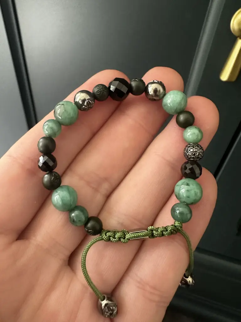 FF EXCLUSIVE 4/5 - Multi Size Black Gold, Black Diamond, Emerald & Ceramic Non-Braided Shamballa Bracelet#5