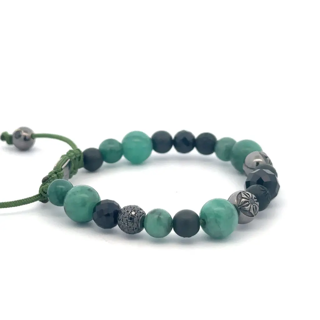 FF EXCLUSIVE 4/5 - Multi Size Black Gold, Black Diamond, Emerald & Ceramic Non-Braided Shamballa Bracelet#4