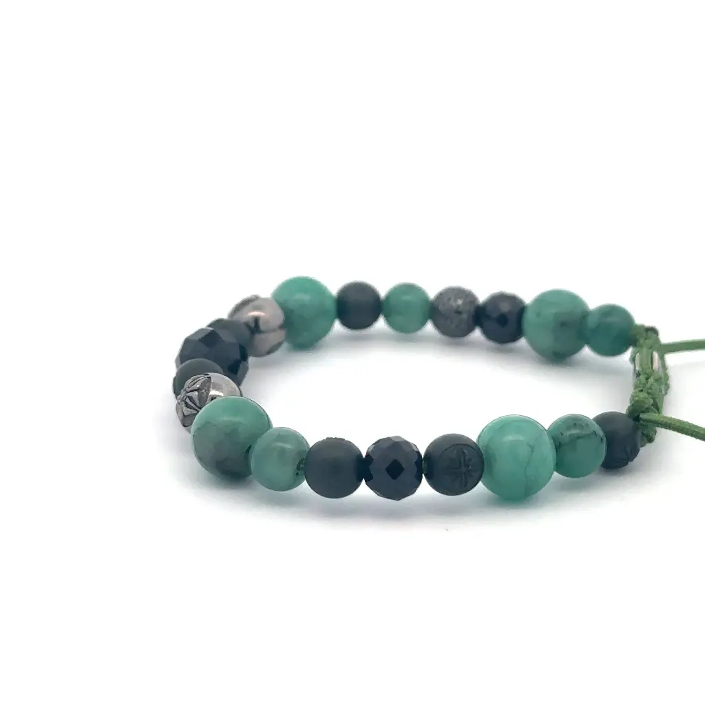 FF EXCLUSIVE 4/5 - Multi Size Black Gold, Black Diamond, Emerald & Ceramic Non-Braided Shamballa Bracelet#2