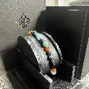 FF EXCLUSIVE 5/5 - Multi Size Black Gold, Black Diamond, Emerald, Carnelian, Amethyst & Aqua Non-Braided Shamballa Bracelet#Box