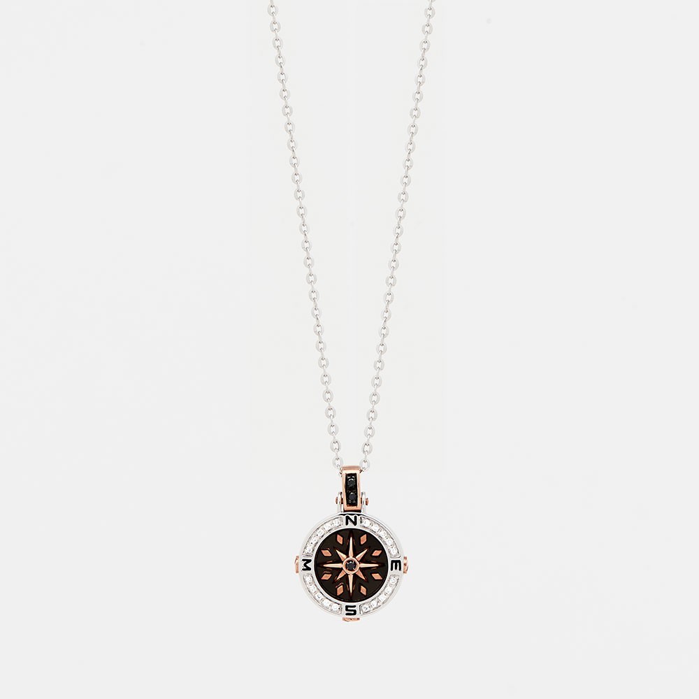 Zancan gold necklace with wind rose pendant and diamonds. #2