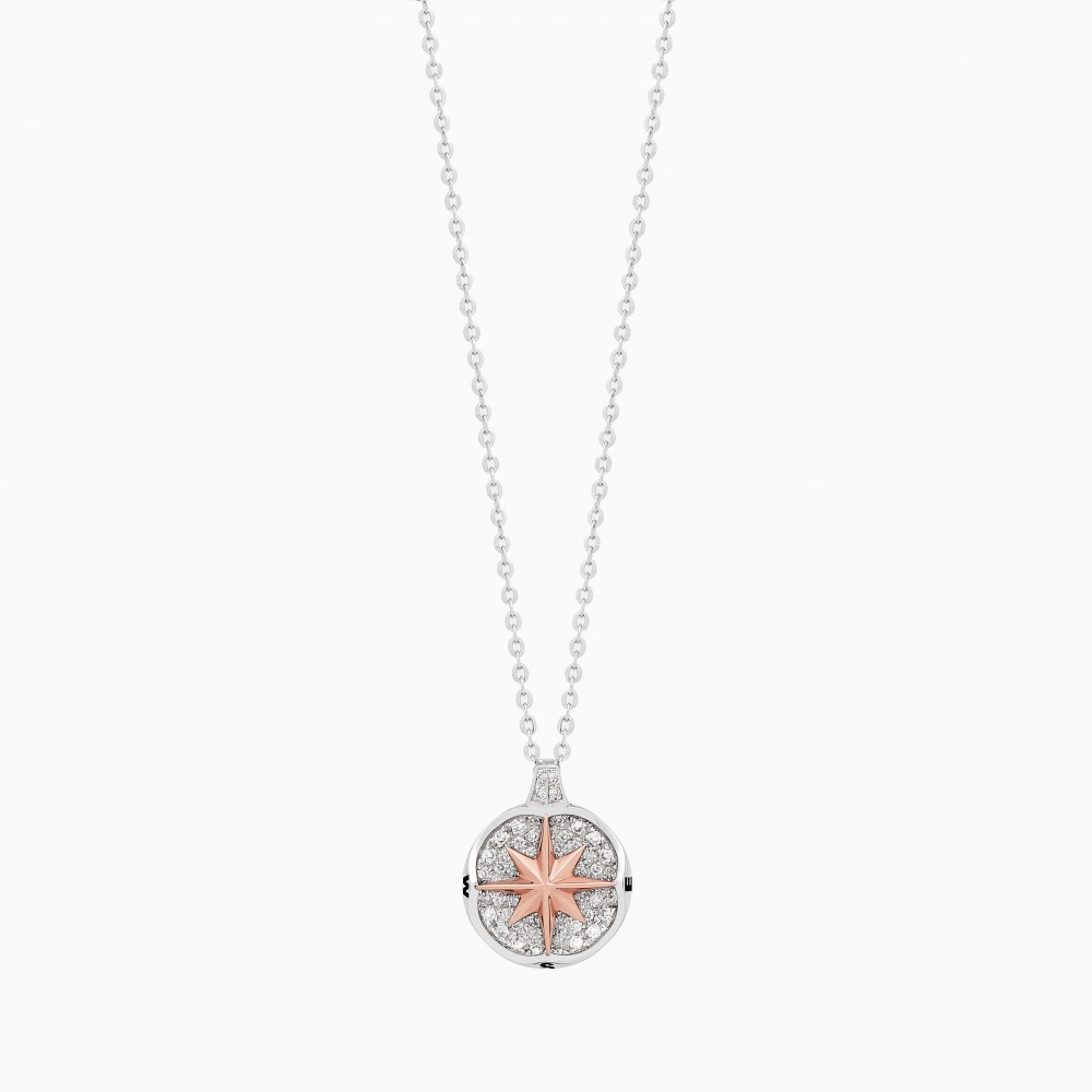 Zancan gold necklace with wind rose pendant and diamonds. #2