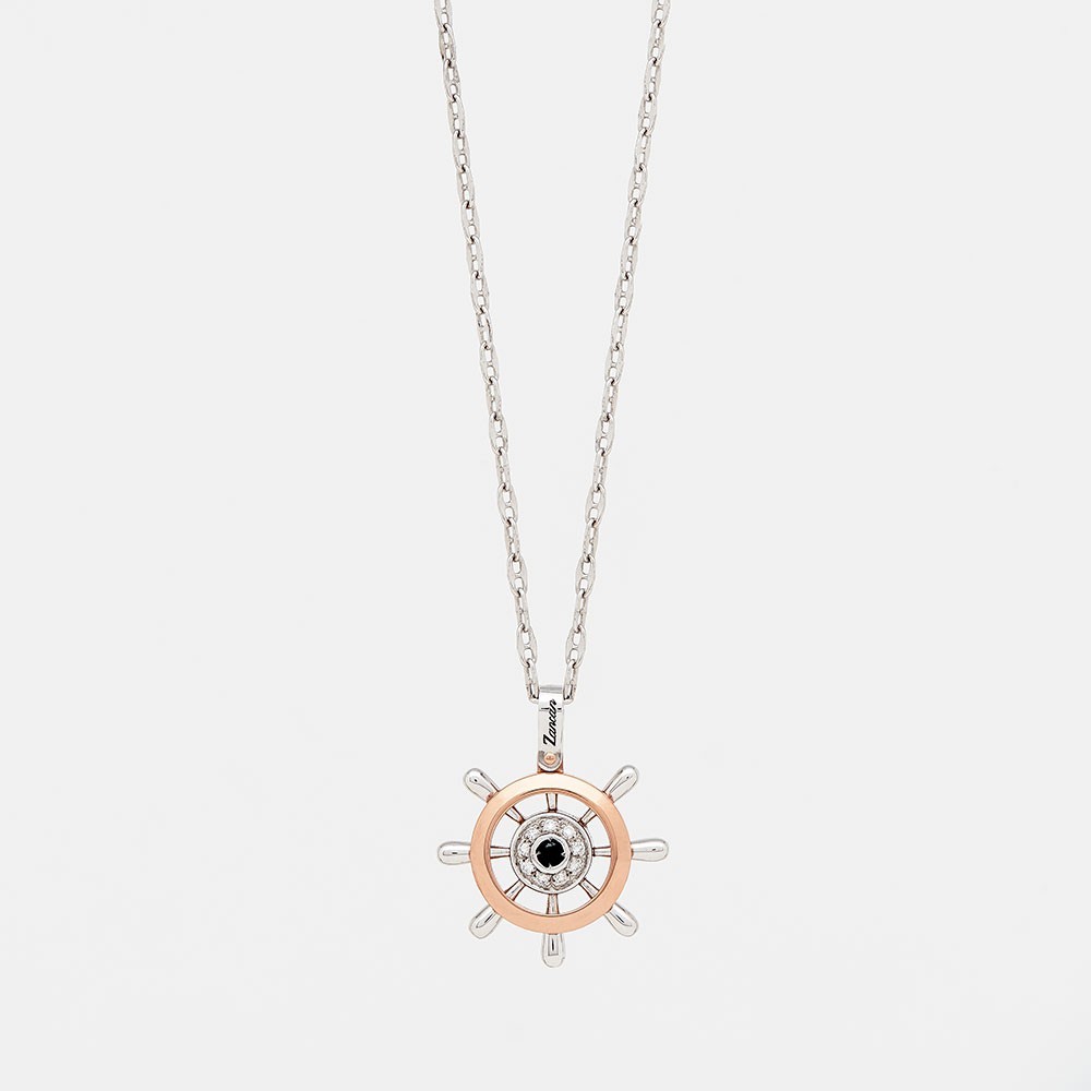 Zancan gold necklace with helm pendant and diamonds. #2
