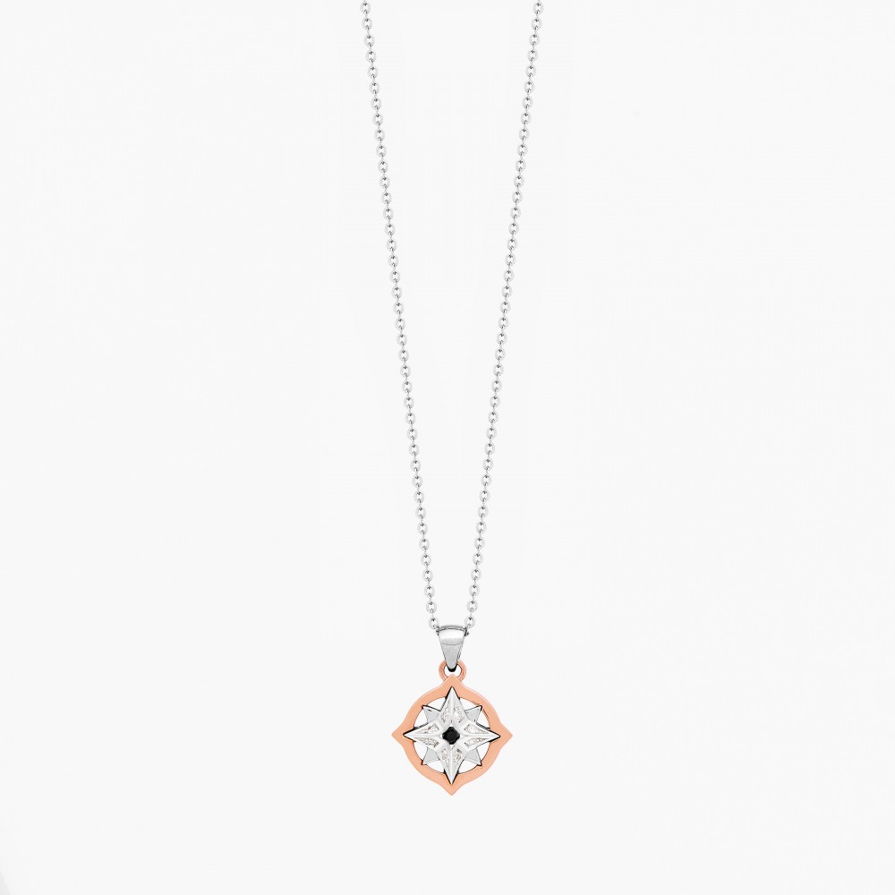 Zancan gold necklace with wind rose pendant and diamonds. #2