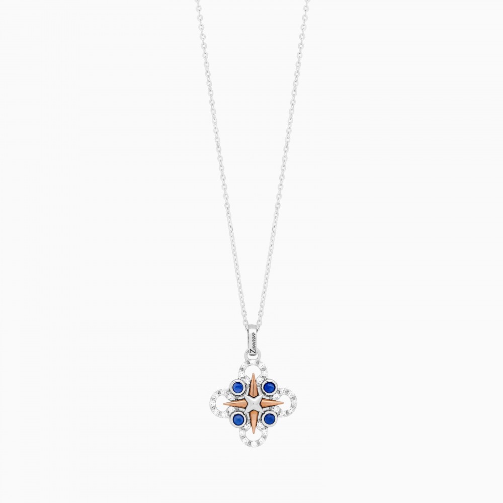 Zancan gold necklace with wind rose pendant and diamonds. #2