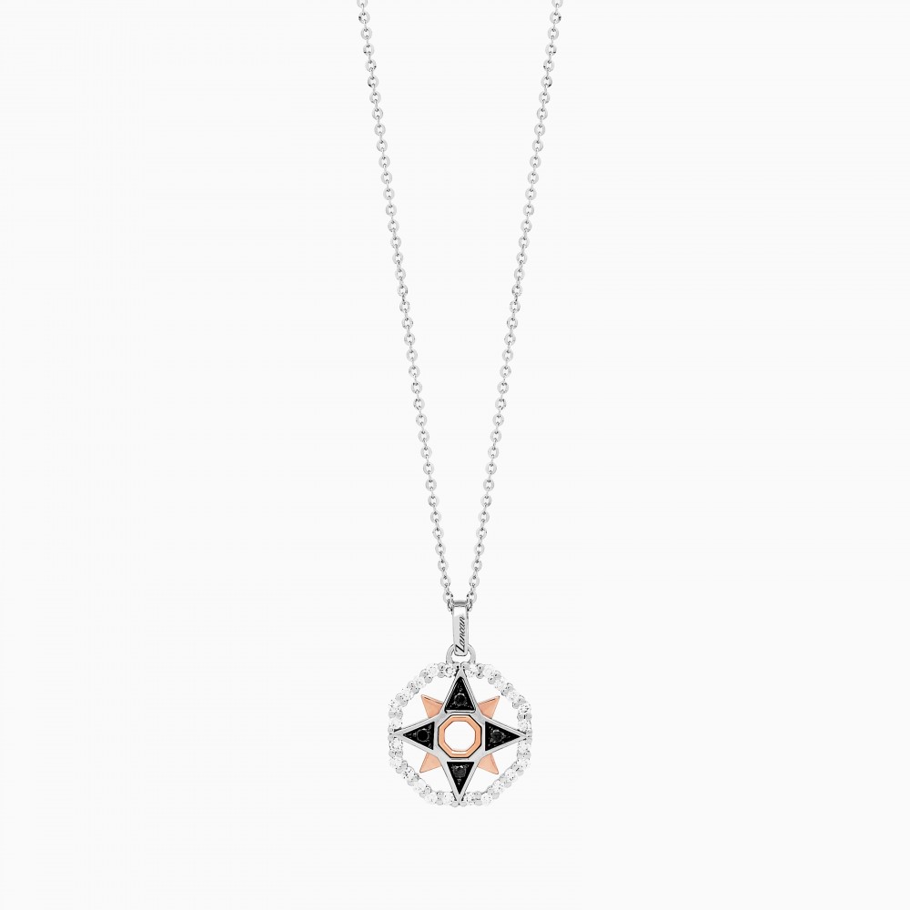 Zancan gold necklace with wind rose pendant and diamonds. #2
