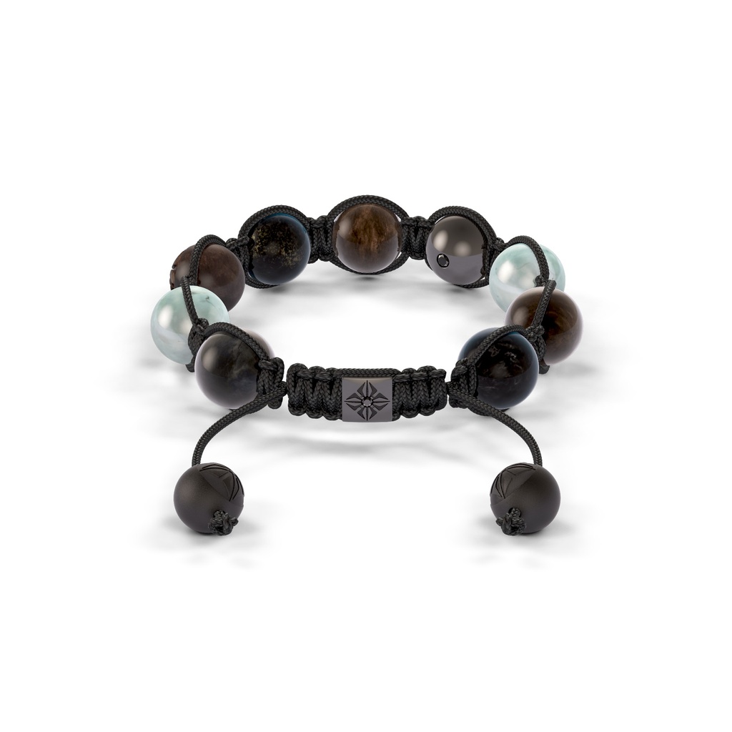 Shamballa Jewels Black Gold & Mixed Sapphire 10mm Shamballa Braided Bracelet (Back View) - D196570