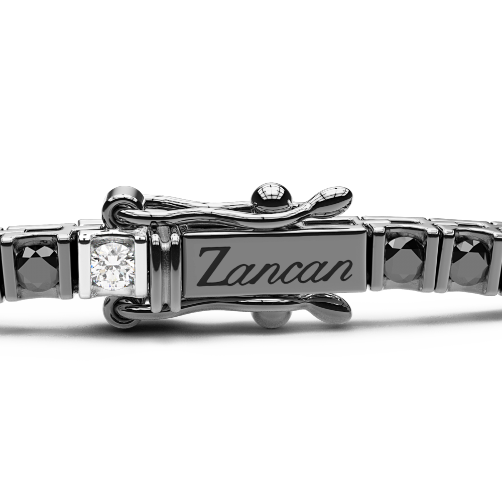 Zancan tennis bracelet in 18kt gold with black and white diamonds. #2