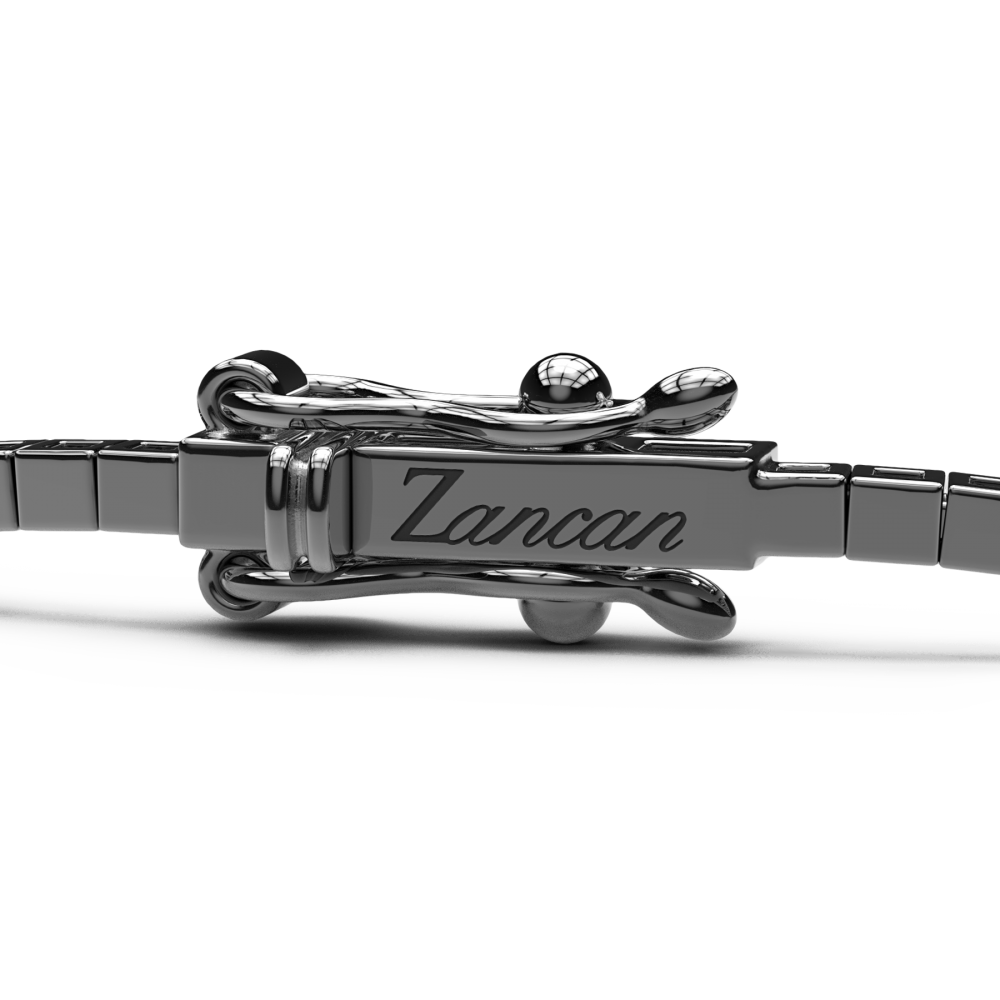 Zancan tennis bracelet in 18kt gold with black and white diamonds. #2