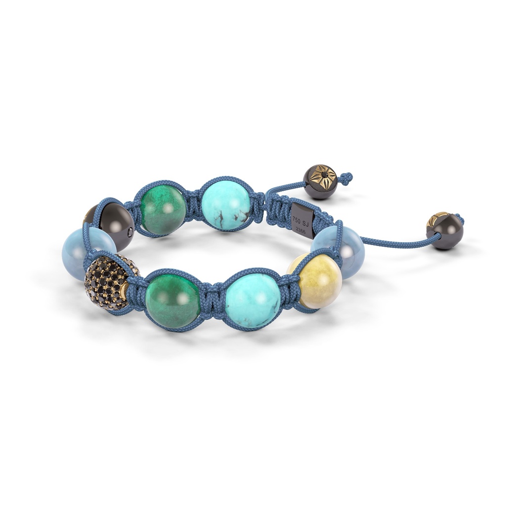 Shamballa Jewels Black Gold Black Diamond & Mixed Semi-Precious 10mm Shamballa Braided Bracelet (Right View) - D186839