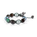 Shamballa Jewels Black Gold, Mixed Sapphire, Aqua, Emerald & Ebony 10mm Shamballa Braided Bracelet (Right View) - D196503