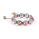 Shamballa Jewels Rose Gold, Diamonds, Pink & Green Sapphire 10mm Shamballa Braided Bracelet (Left View) - D190904