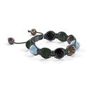 Shamballa Jewels Yellow & Black Gold, Black Diamonds, Aqua & Jade 10mm Shamballa Braided Bracelet (Left View) - D186860