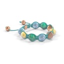 Shamballa Jewels Rose Gold, Champagne Diamonds, Aqua, Emerald & Yellow Sapphire 10mm Shamballa Braided Bracelet (Left View) - D186783