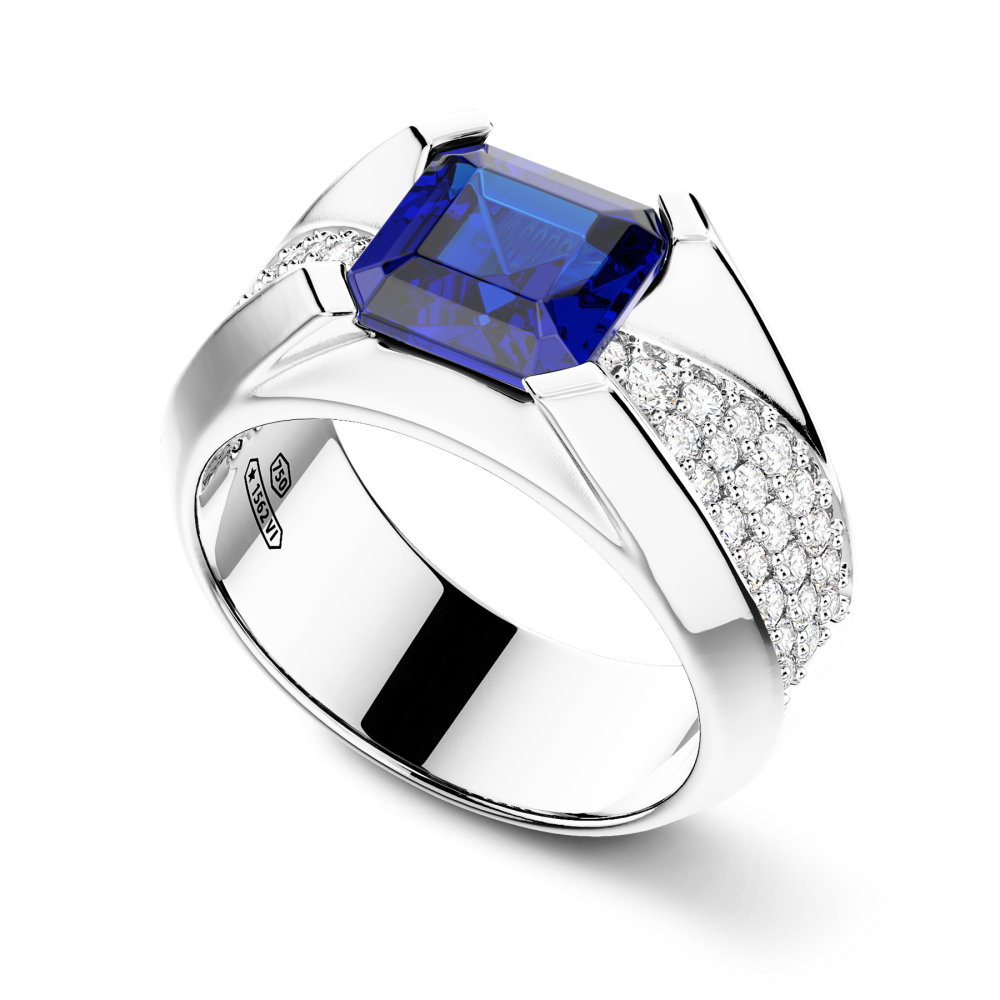 Zancan chevalier ring in 18kt gold and blue sapphire. #2