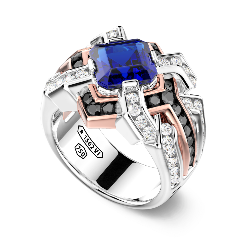 Zancan chevalier ring in 18kt gold and blue sapphire. #2
