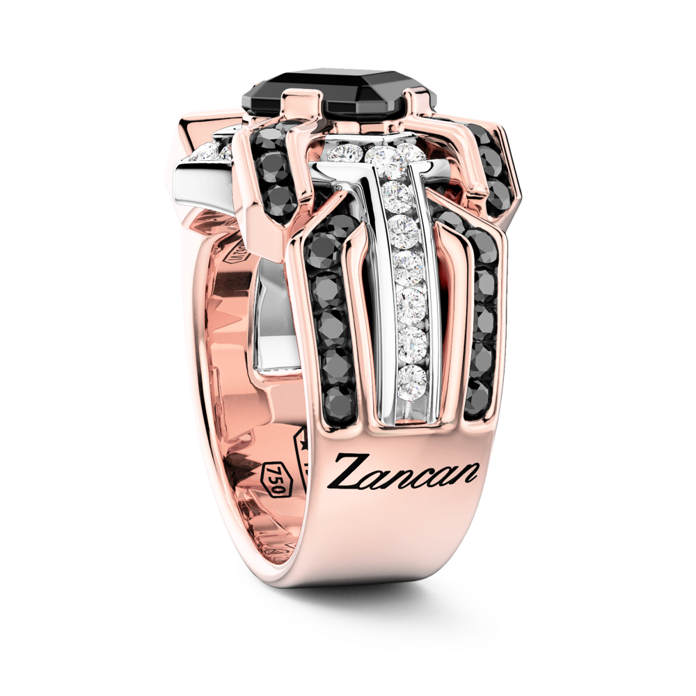 Zancan ring in 18kt gold with black diamond. #3
