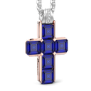 Zancan 18k gold cross pendant necklace with blue sapphires. #2