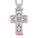 Zancan 18k gold cross pendant necklace with blue sapphires. #3