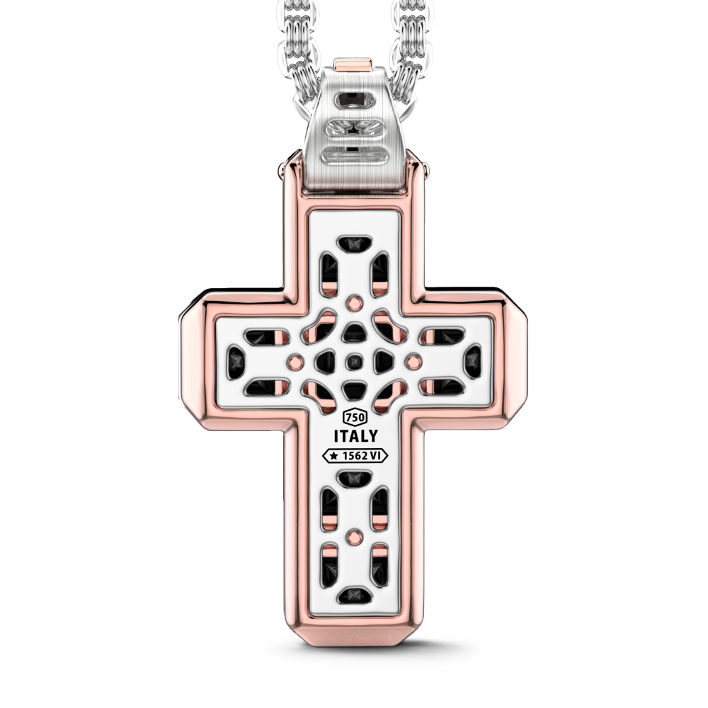 Zancan 18k gold necklace with black diamond cross pendant. #3