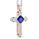 Zancan 18k gold necklace with blue sapphire and diamond cross pendant. #2