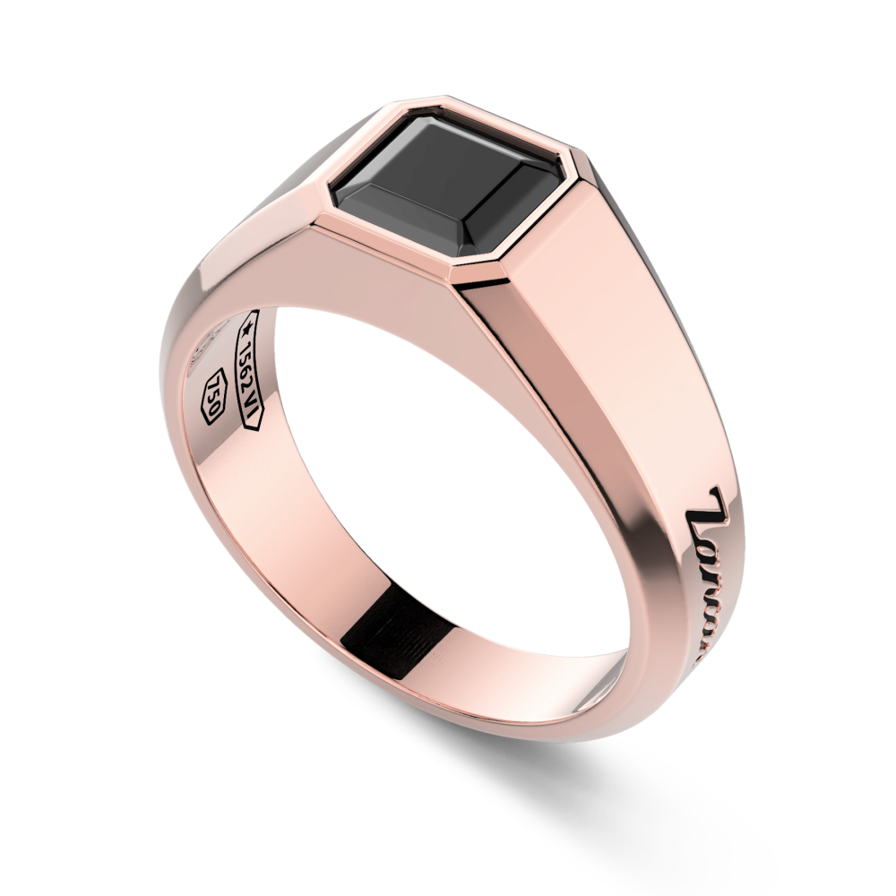 Zancan chevalier ring in 18kt gold with black diamond. #2