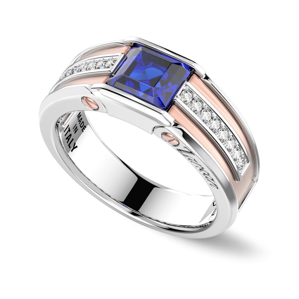 Zancan chevalier ring in 18kt gold and blue sapphire. #2