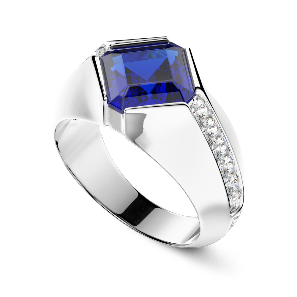 Zancan chevalier ring in 18kt gold and blue sapphire. #2