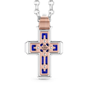 Zancan 18k gold cross pendant necklace with blue sapphires. #3