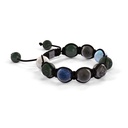 Shamballa Jewels Black Gold Black Diamond, Mixed Sapphire & Aqua 10mm Braided Shamballa Bracelet (Left View) - D184945