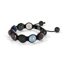 Shamballa Jewels Black Gold Black Diamond, Mixed Sapphire & Aqua 10mm Braided Shamballa Bracelet (Right View) - D184945