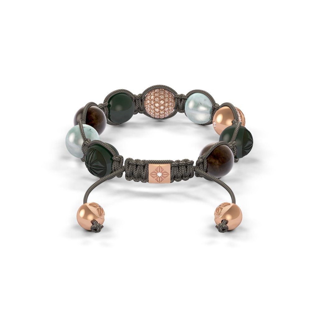 Shamballa Jewels Rose Gold Champagne Diamond, Mixed Sapphire & Ceramic 10mm Braided Shamballa Bracelet (Back View) - D184927