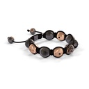Shamballa Jewels Rose Gold Black Diamond & Grey Sapphire 10mm Braided Shamballa Bracelet (Left View) - D177007