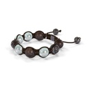 Shamballa Jewels Black Gold Black Diamond Green & Brown Sapphire 10mm Braided Shamballa Bracelet (Right View) - D142862