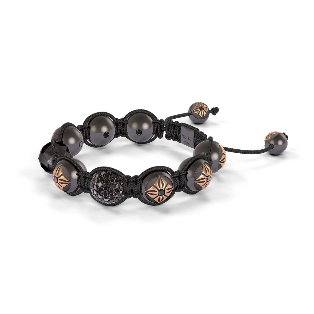 Shamballa Jewels Black Gold Black Diamond 10mm Braided Shamballa Bracelet (Right View) - D143125