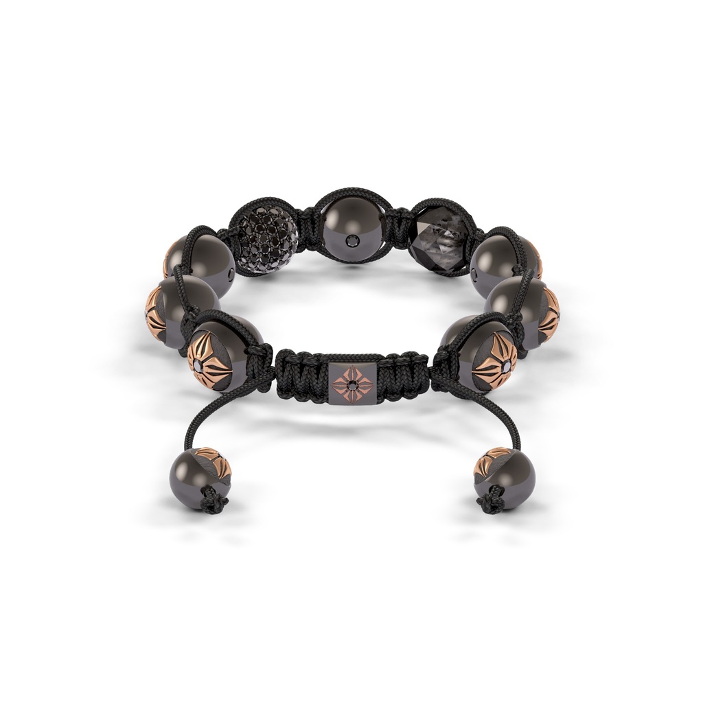 Shamballa Jewels Black Gold Black Diamond 10mm Braided Shamballa Bracelet (Back View) - D143125