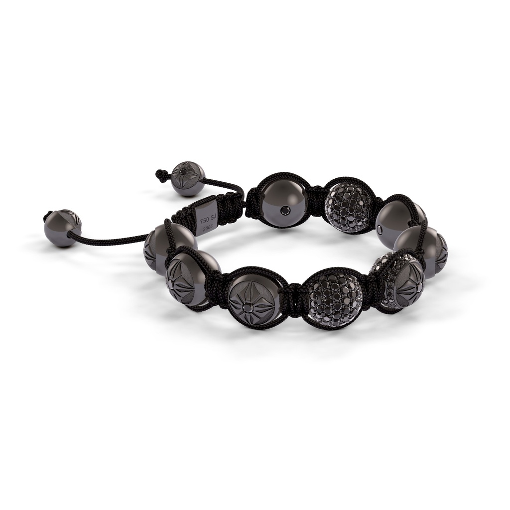 Shamballa Jewels Black Gold Black Diamond 10mm Braided Shamballa Bracelet (Left View) - D146513