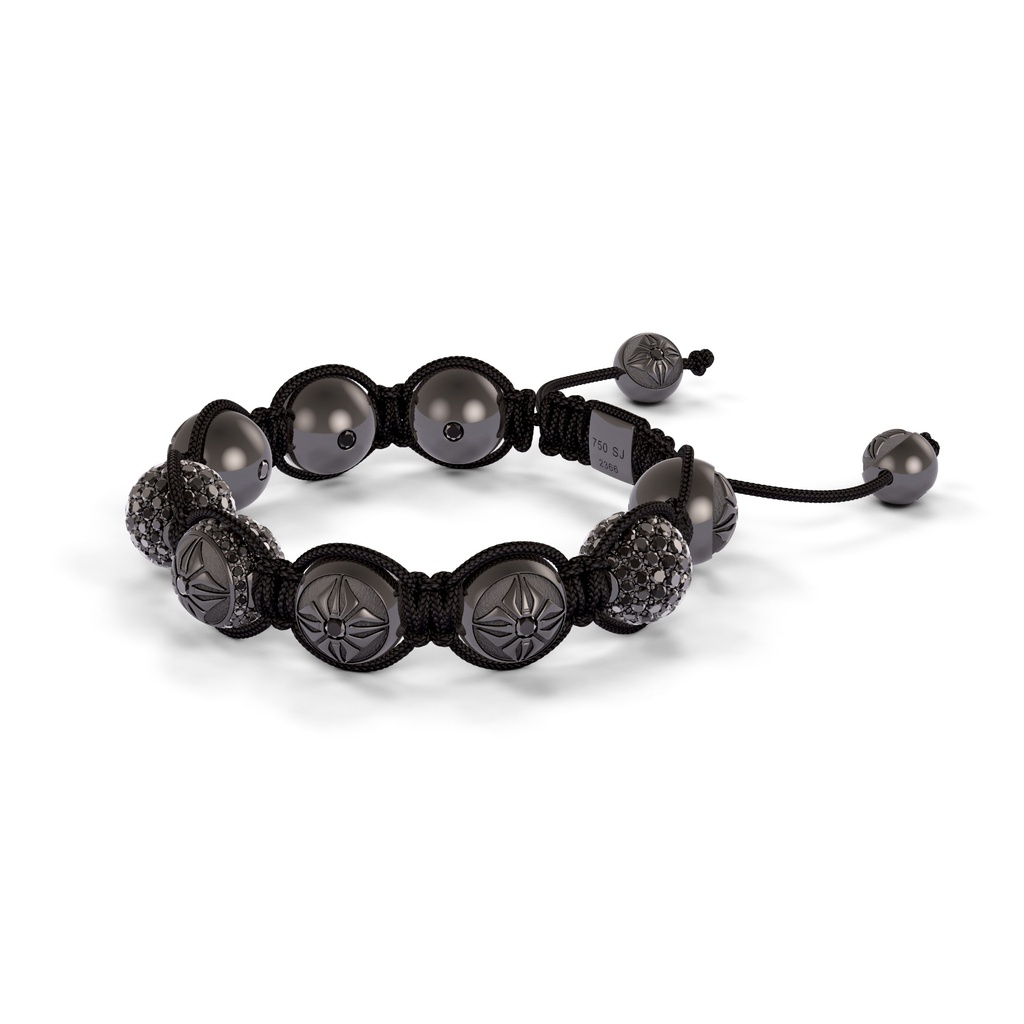 Shamballa Jewels Black Gold Black Diamond 10mm Braided Shamballa Bracelet (Right View) - D146513